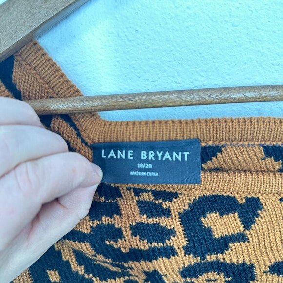 Lane Bryant Leopard Print One Shoulder Sweater 18/20 Brown & Black Knit Womens - Picture 6 of 6